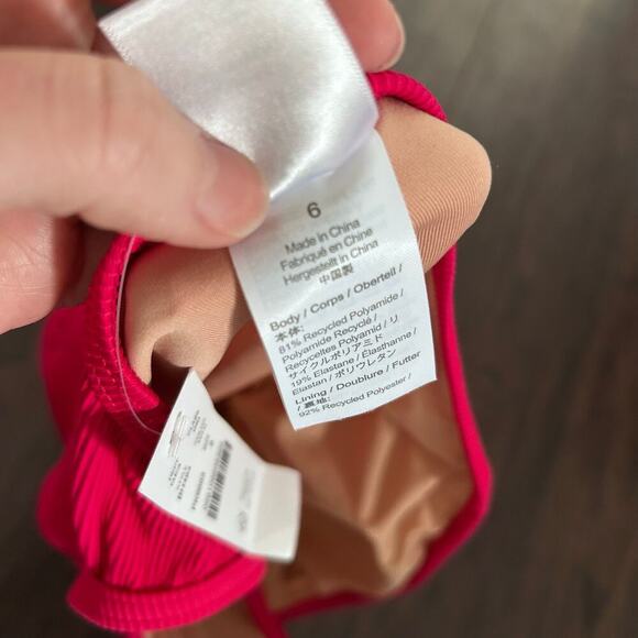 NWT J. Crew Ribbed One Shoulder Bathing Suit Pink Wild Hibiscus Women’s 6 Swim - Picture 7 of 8